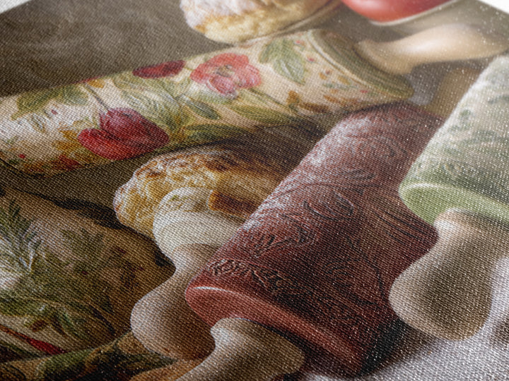 Patisserie Pattern of Rolling Pins and Pastries Canvas Print, Bakery Art, Neutral Decor, Bakery Decor, Fine Art, Patisserie, BAK-3x2-49
