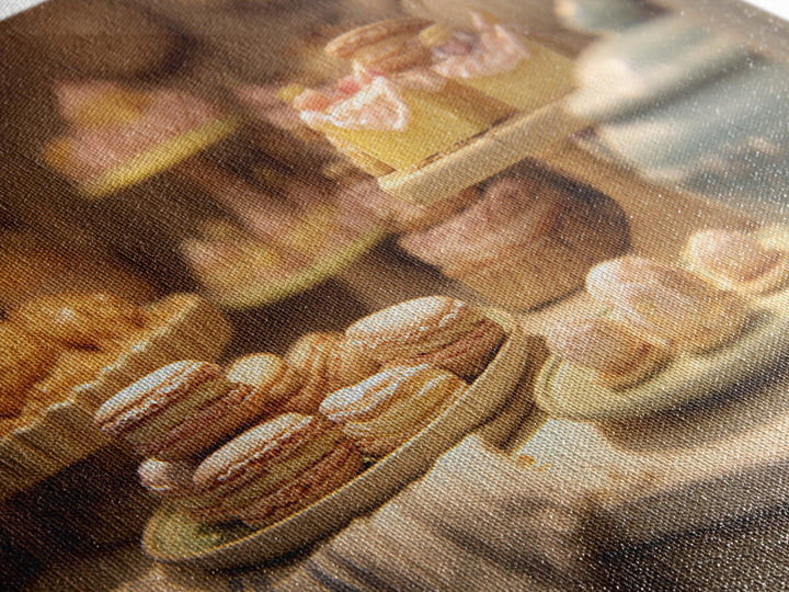 French Patisserie Window Display of Pastel Pastries Canvas Print, Bakery Art, Neutral Wall Art, Bakery Decor, Patisserie, BAK-3x2-54