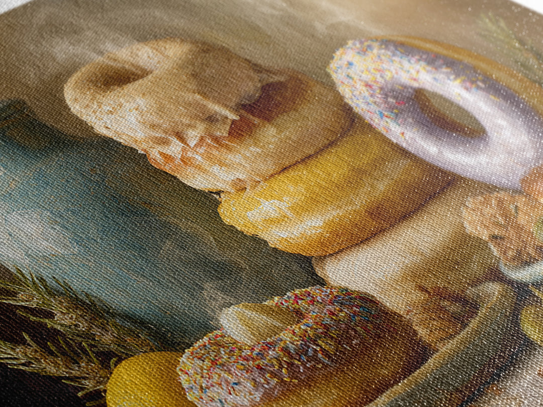 Whimsical Donut Assortment Framed Canvas Print, Bakery Art, Statement Artwork, Bakery Decor, Fine Art, Patisserie, Art Print, BAK-3x2-85
