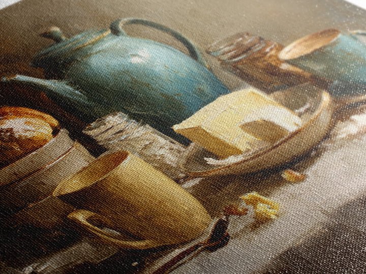 Painterly Eclair and Coffee Still Life Canvas Print, Bakery Art, Print, Bakery Decor, Fine Art, Patisserie, Food Art, BAK-3x2-88
