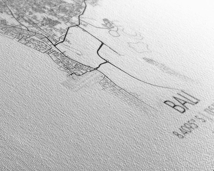 Bali Street Map, Indonesia Map, Map Print, Modern Art, Wall Art, Canvas Print, Asian Wall Art, Over Bed Wall Art, Gift For Friend, Prints
