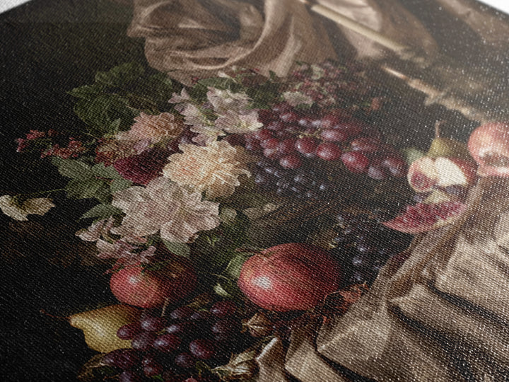 Lavish Banquet Fruit Composition Canvas Print, Baroque Art, Printable Wall Art, Living Room Decor, Ornate, Minimalist Wall Art, BAO-1x1-20