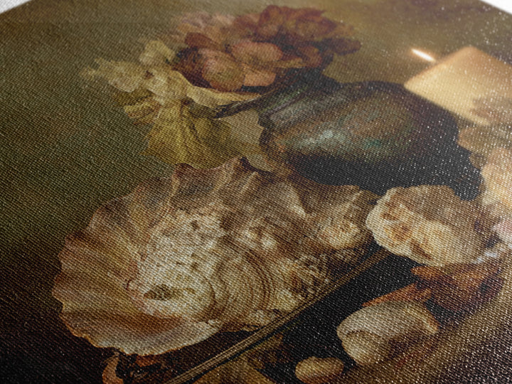 Ornamental Shell and Pearl Composition Canvas Print, Baroque Art, Dark Academia Decor, Living Room Decor, Oil Painting, Ornate, BAO-1x1-22