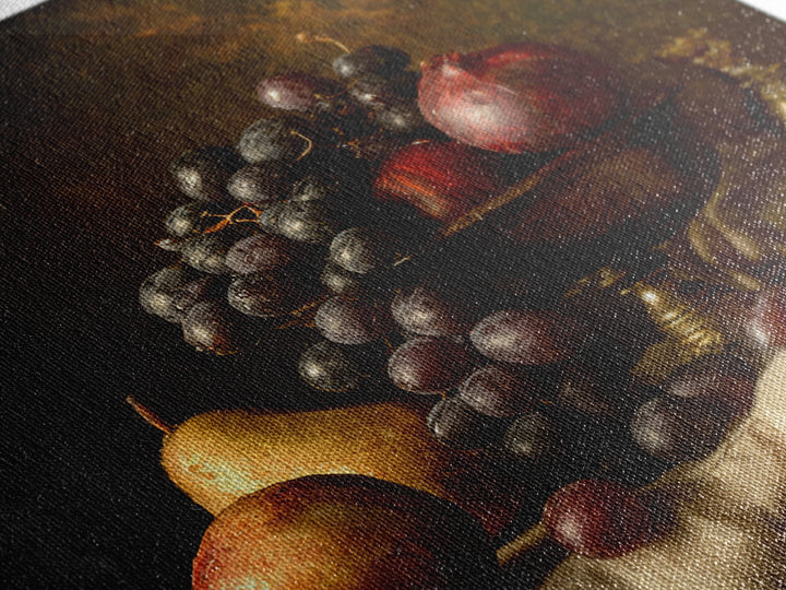 Dramatic Fruit Still Life Canvas Print, Baroque Art, Gallery Wall, Living Room Decor, Fine Art, Ornate, Neutral Decor, BAO-1x1-25