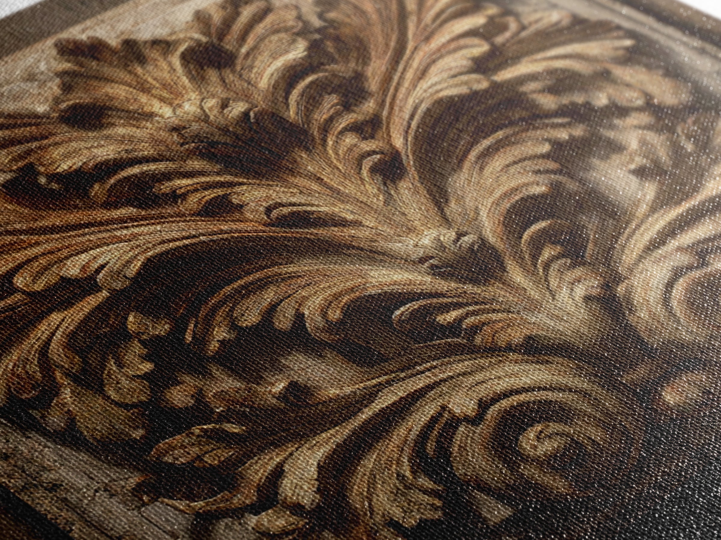 Carved Acanthus Leaf Ornament Study Framed Canvas Print, Baroque Art, Modern Wall Art, Living Room Decor, Fine Art, Ornate, BAO-1x1-39