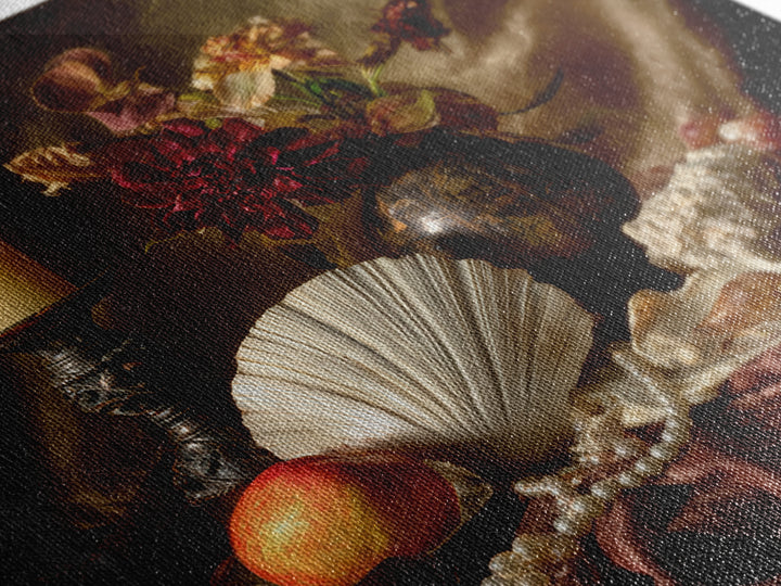 Ornamental Shell and Pearl Composition Framed Canvas Print, Baroque Art, Living Room Wall Art, Living Room Decor, Ornate, BAO-1x1-46