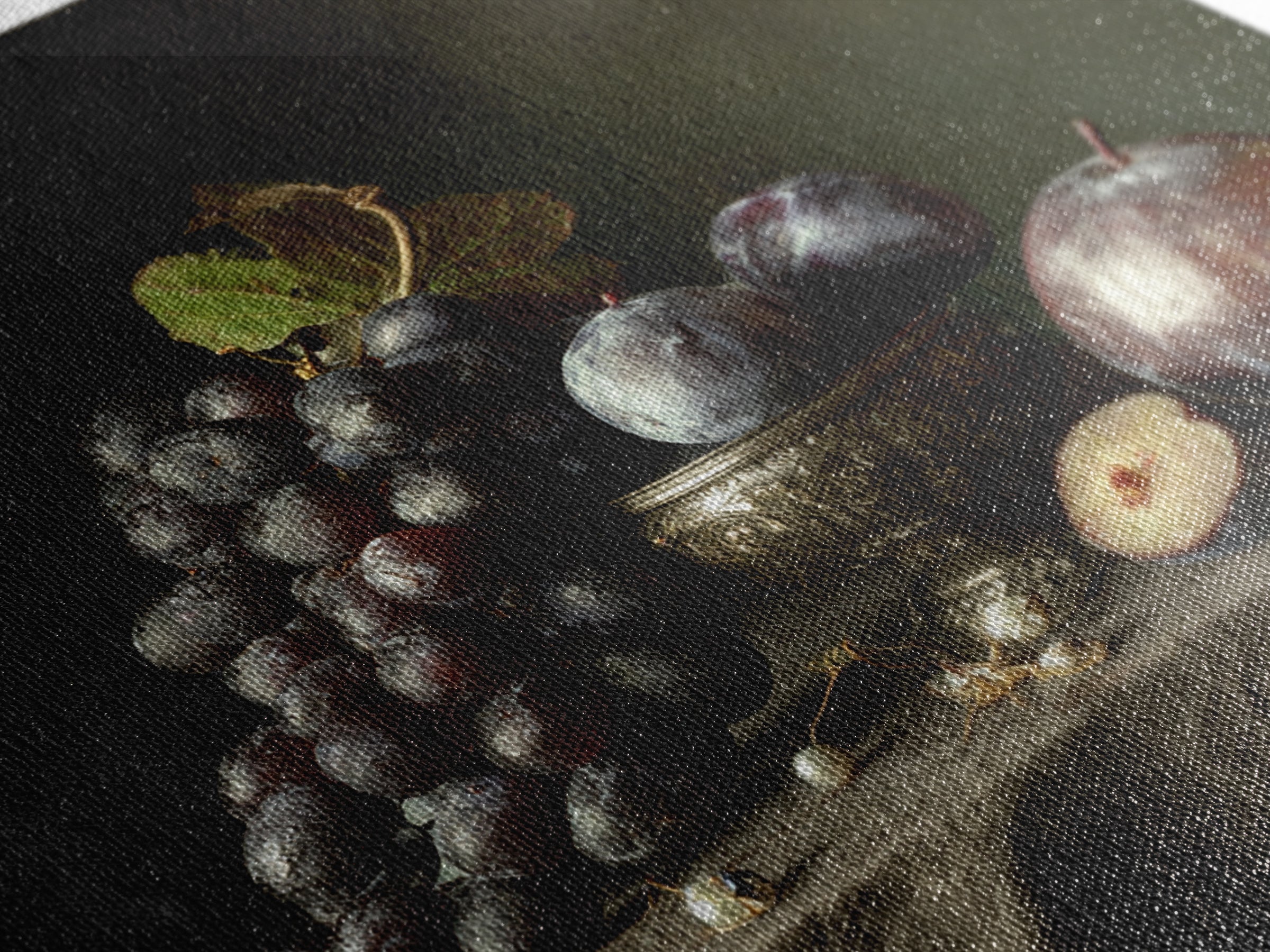 Dramatic Fruit Still Life Canvas Print, Baroque Art, Gallery Wall, Living Room Decor, Fine Art, Ornate, Neutral Decor, BAO-1x1-49