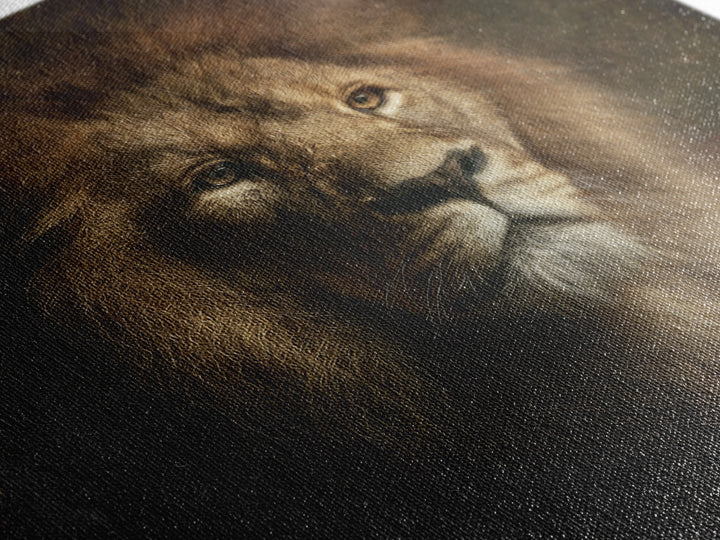 Royal Lion Portrait Framed Canvas Print, Baroque Art, Eclectic Wall Art, Living Room Decor, Fine Art, Ornate, Gallery Decor, BAO-1x1-65