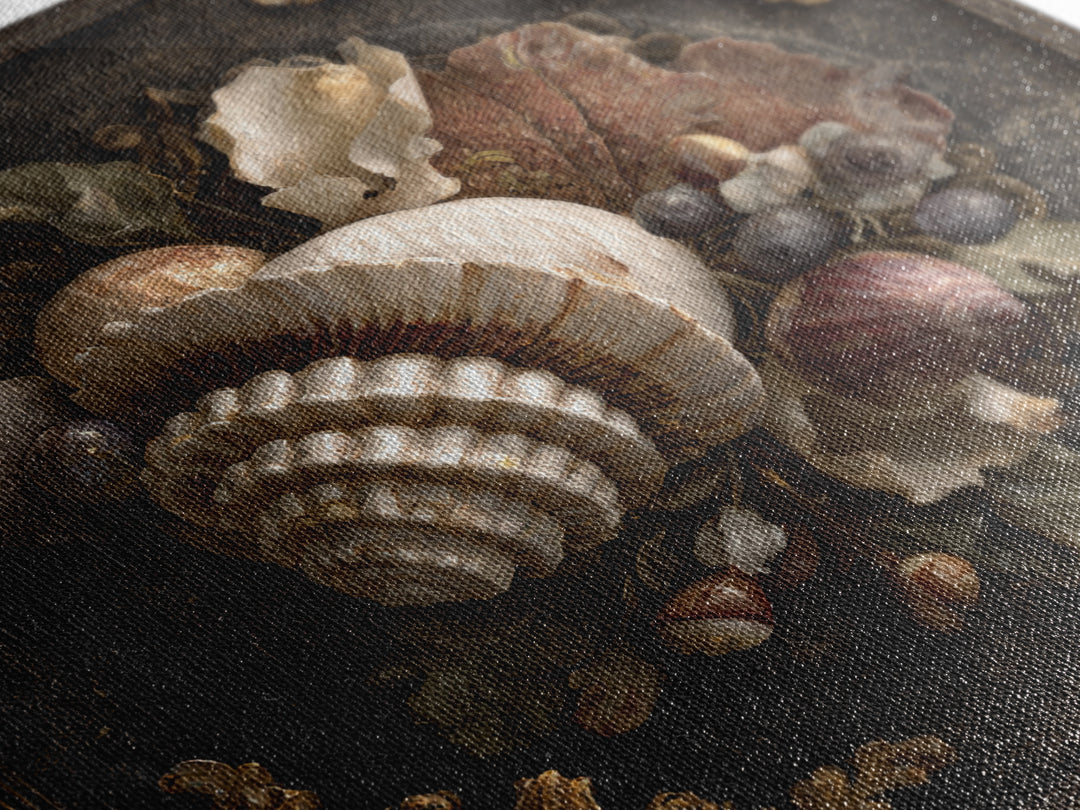 Ornamental Shell and Pearl Composition Framed Canvas Print, Baroque Art, Living Room Wall Art, Living Room Decor, Ornate, BAO-1x1-70