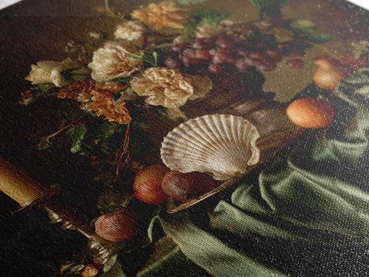 Ornamental Shell and Pearl Composition Canvas Print, Baroque Art, Gallery Wall, Living Room Decor, Ornate, Neutral Decor, BAO-1x1-94