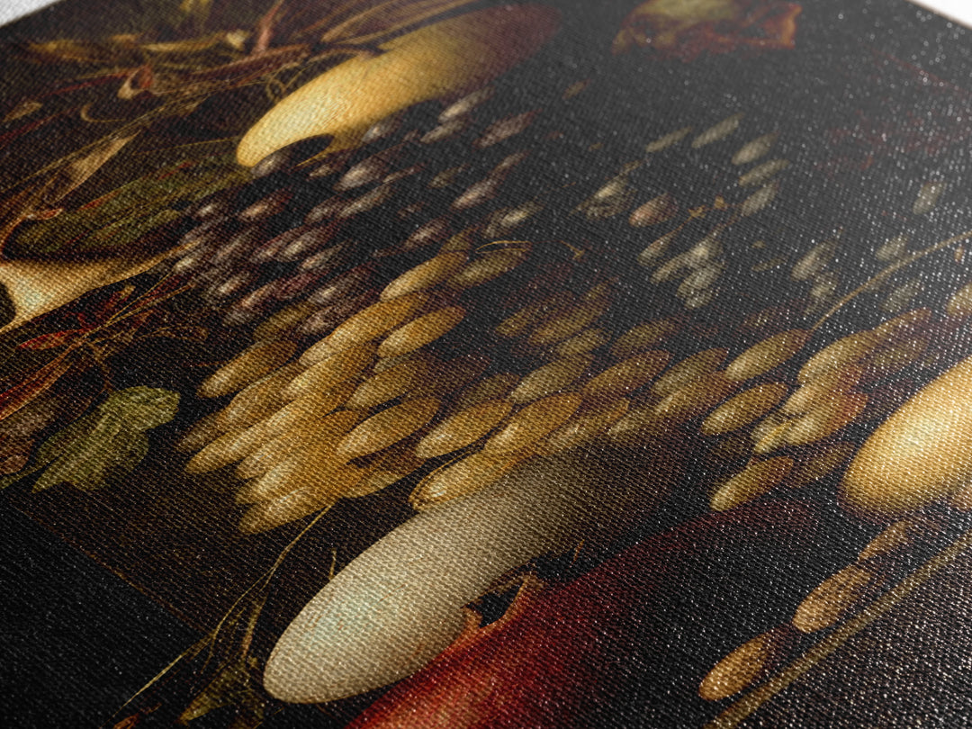 Dramatic Fruit Still Life Canvas Print, Baroque Art, Gallery Wall, Living Room Decor, Fine Art, Ornate, Neutral Decor, BAO-1x3-13