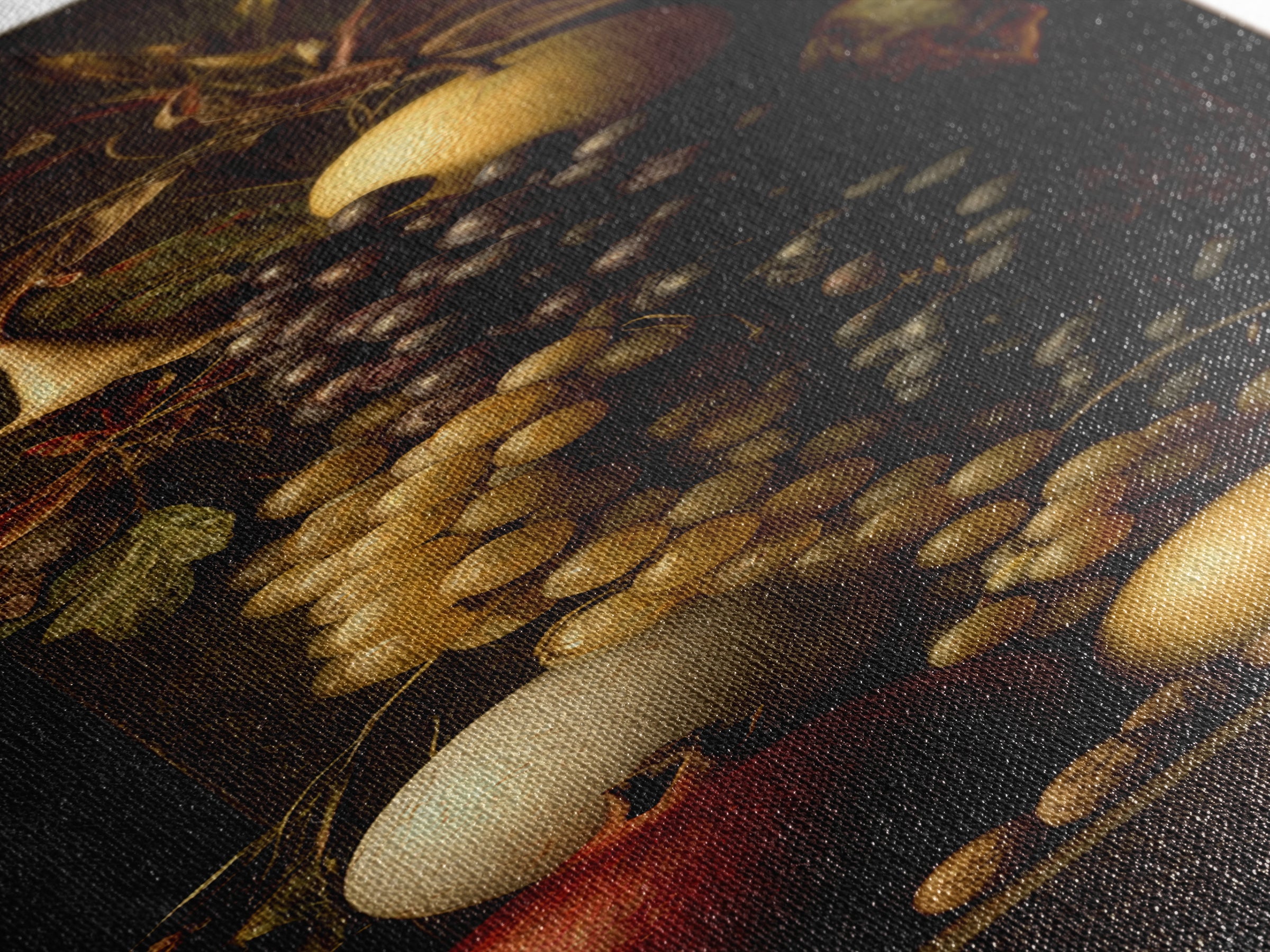 Dramatic Fruit Still Life Canvas Print, Baroque Art, Gallery Wall, Living Room Decor, Fine Art, Ornate, Neutral Decor, BAO-1x3-13