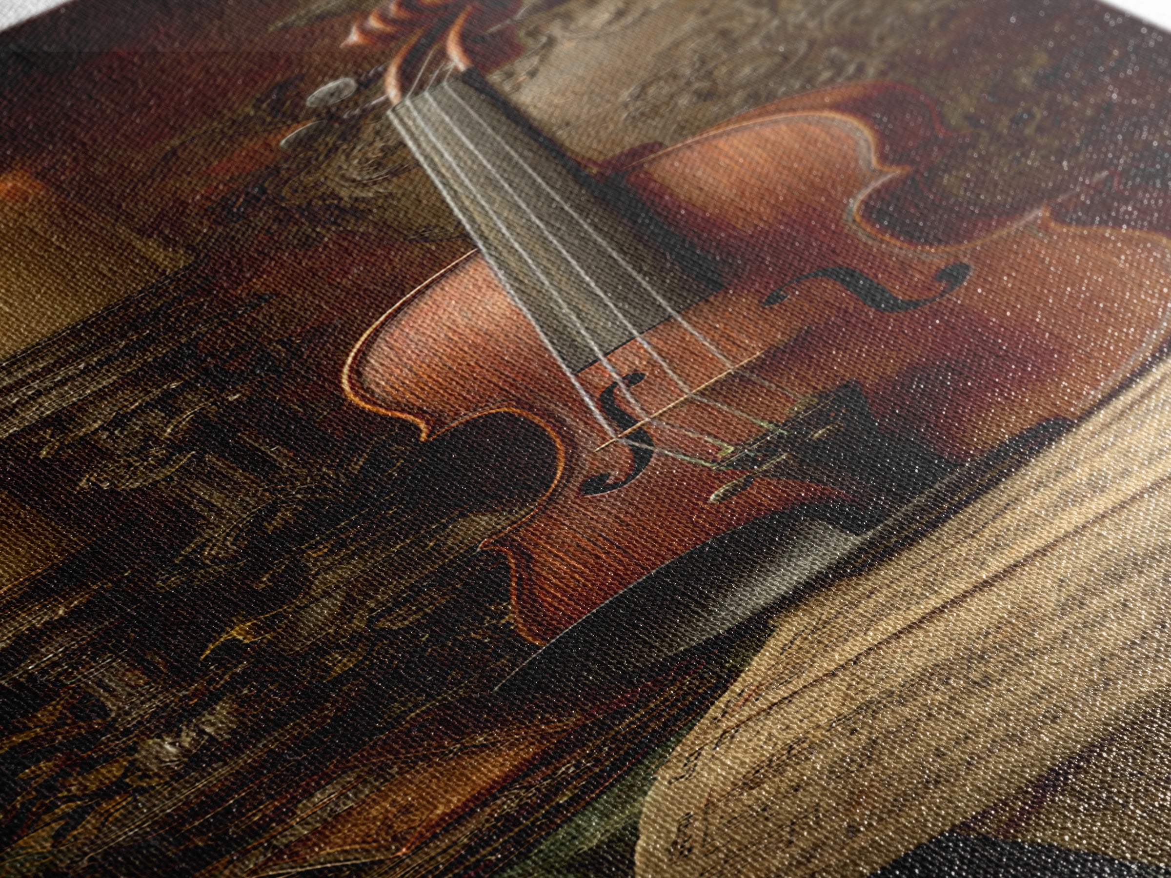 Baroque Violin and Sheet Music Still Life Canvas Print, Baroque Art, Art Nouveau Decor, Living Room Decor, Fine Art, Ornate, BAO-1x3-23
