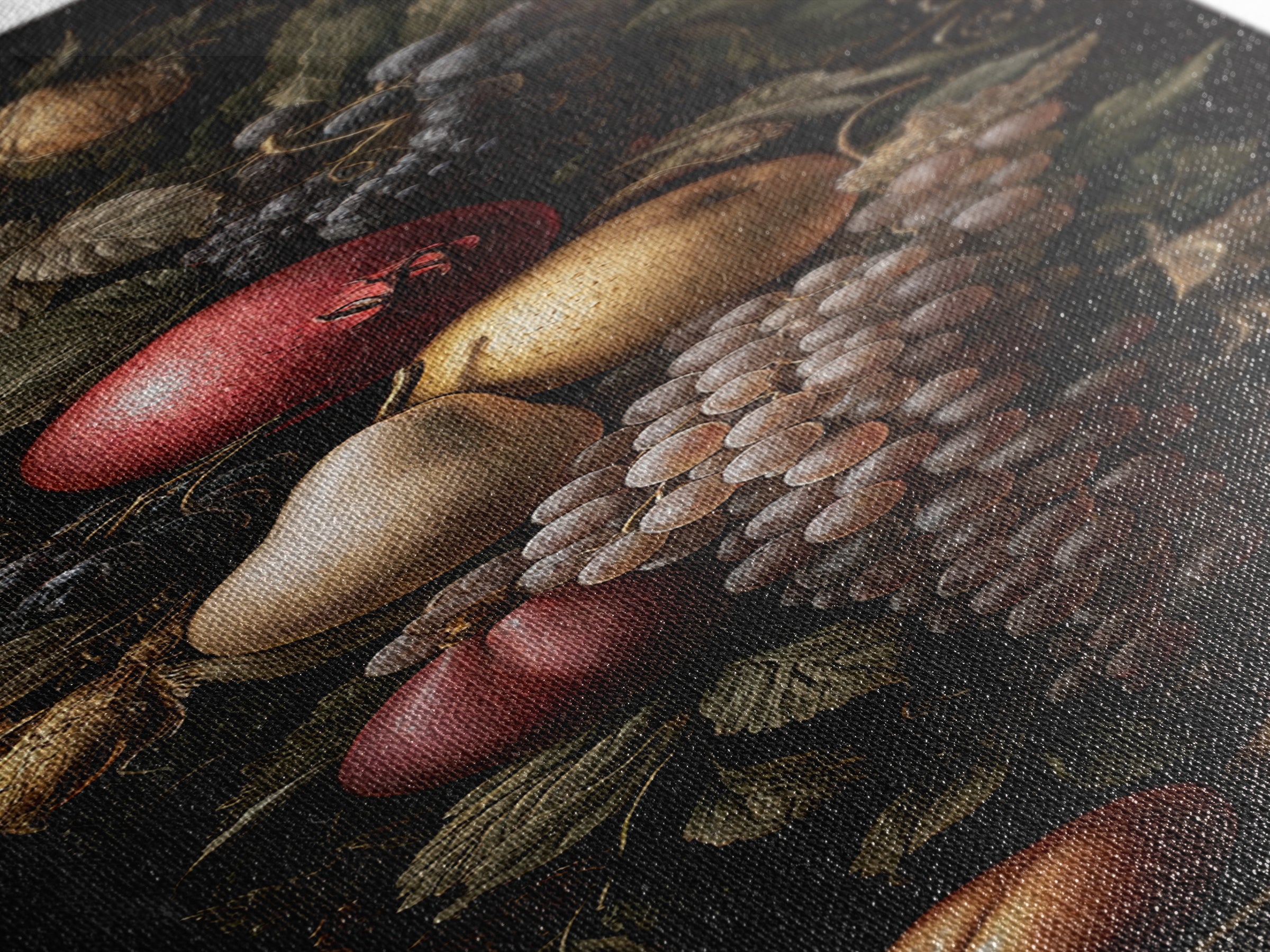 Dramatic Fruit Still Life Canvas Print, Baroque Art, Gallery Wall, Living Room Decor, Fine Art, Ornate, Neutral Decor, BAO-1x3-37