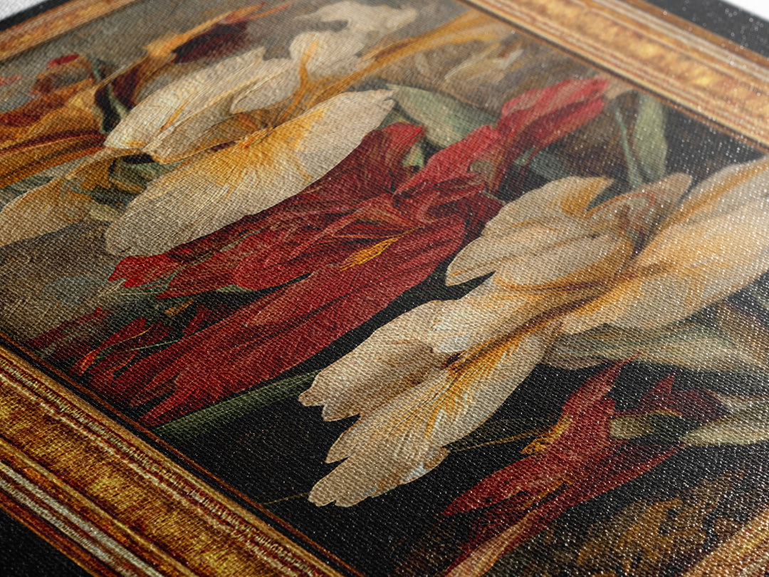 Ornate Gold Frame Illusion Around a Botanical Canvas Print, Baroque Art, Maximalist Decor, Living Room Decor, Ornate, BAO-1x3-69