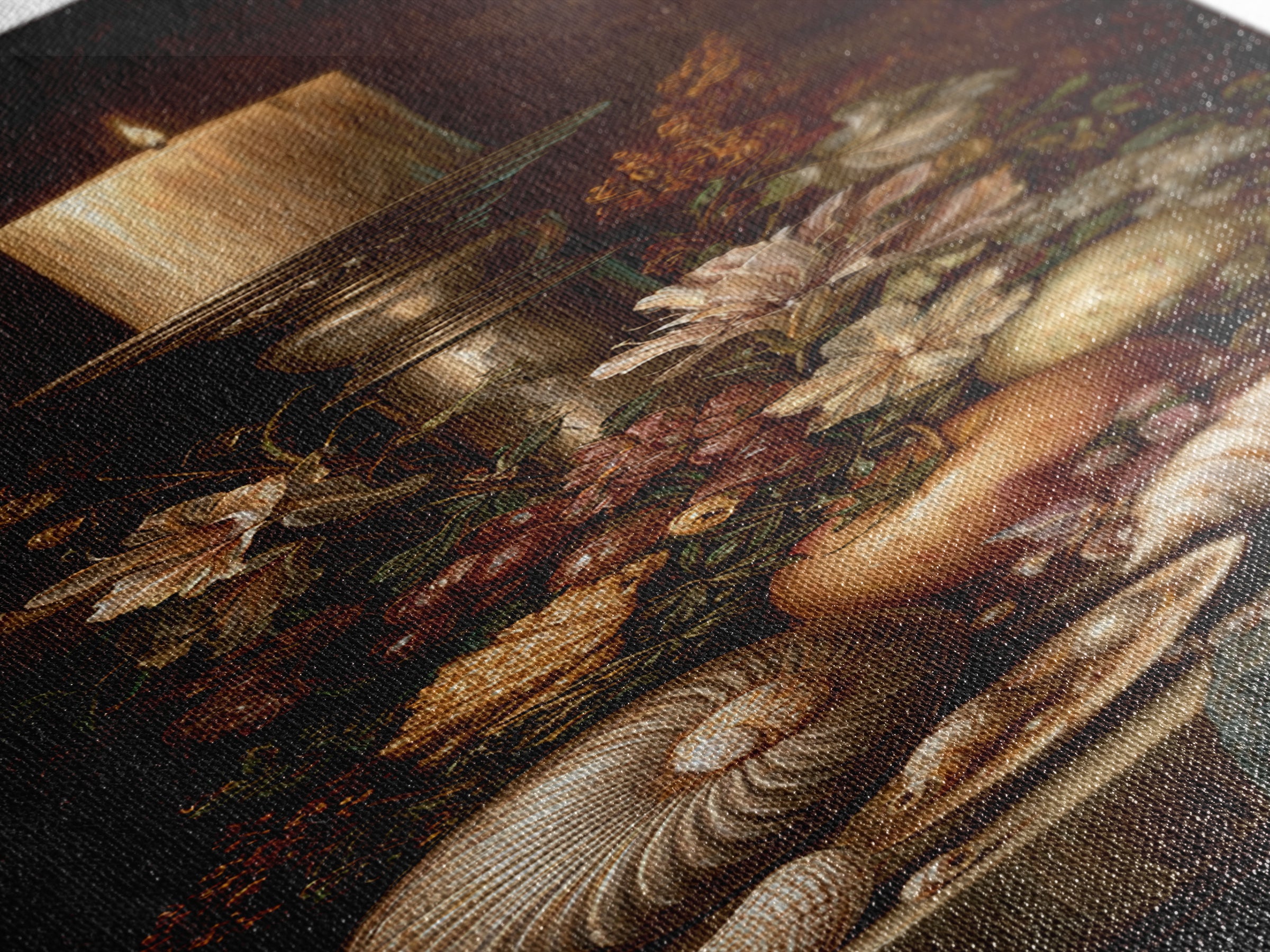 Ornamental Shell and Pearl Composition Canvas Print, Baroque Art, Gallery Wall, Living Room Decor, Oil Painting, Ornate, BAO-1x3-82