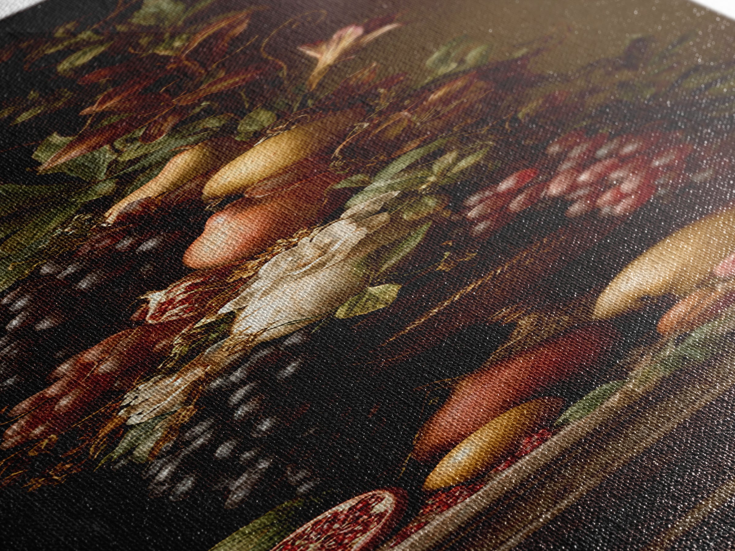 Dramatic Fruit Still Life Canvas Print, Baroque Art, Wall Decor, Living Room Decor, Fine Art, Ornate, Contemporary Art, BAO-1x3-85