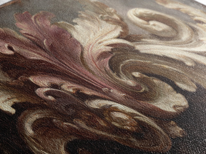 Carved Acanthus Leaf Ornament Study Framed Canvas Print, Baroque Art, Modern Wall Art, Living Room Decor, Fine Art, Ornate, BAO-2x1-11
