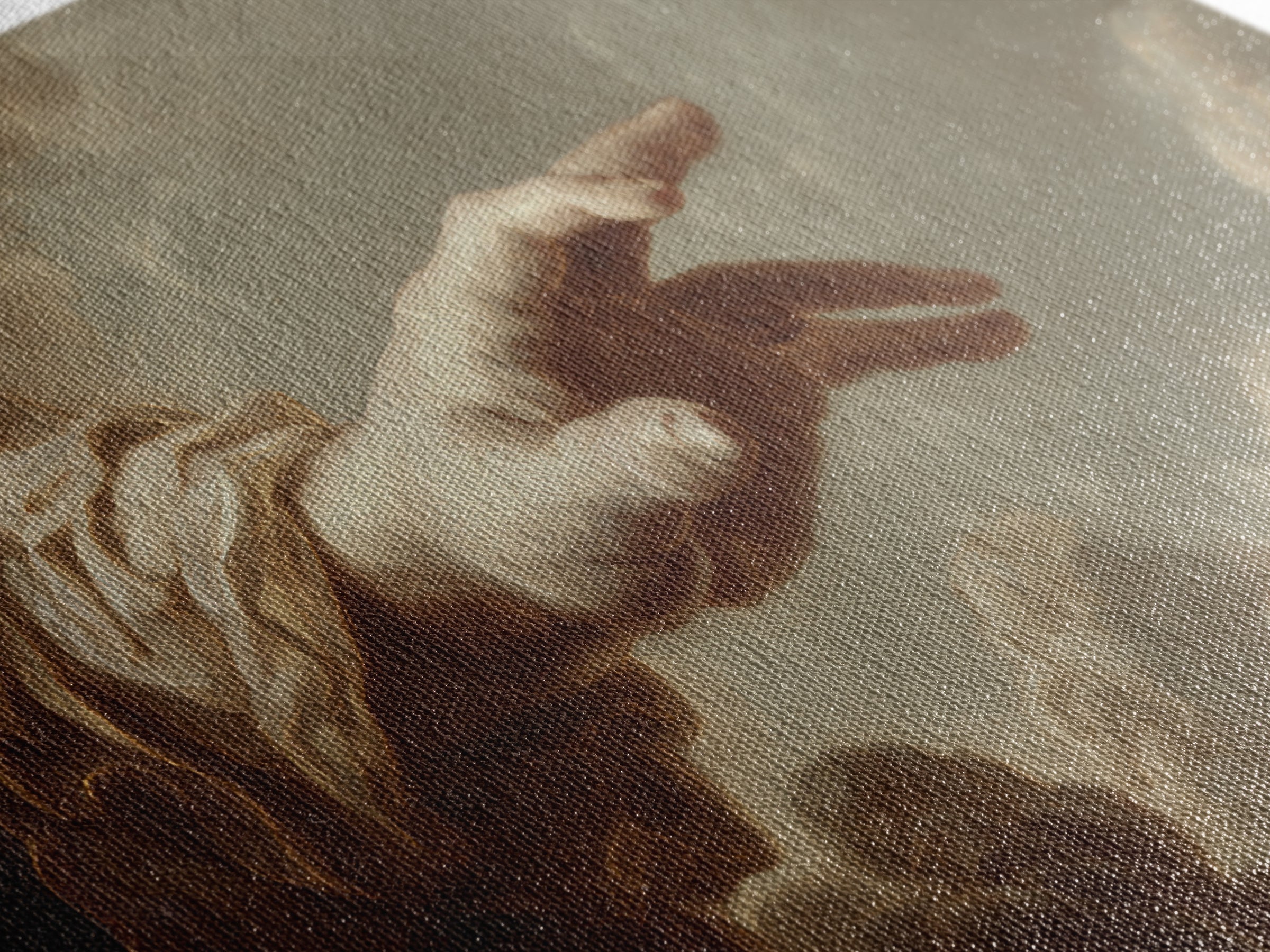 Angelic Hand Reaching Through Clouds Canvas Print, Baroque Art, Gallery Decor, Living Room Decor, Ornate, Minimalist Decor, BAO-2x1-17