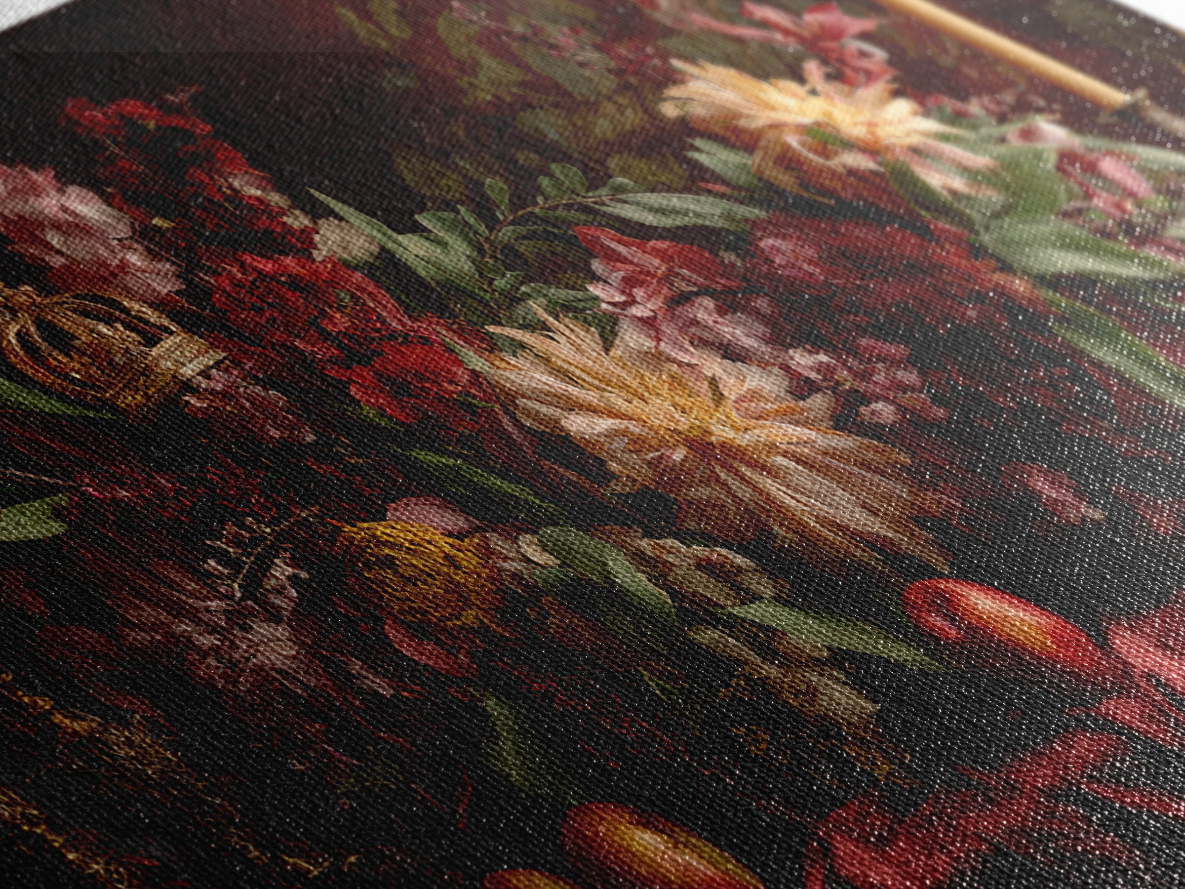 Dark Red Velvet Framed Canvas Print, Baroque Art, Dark Academia Art, Living Room Decor, Fine Art, Ornate, Modern Decor, BAO-2x1-19