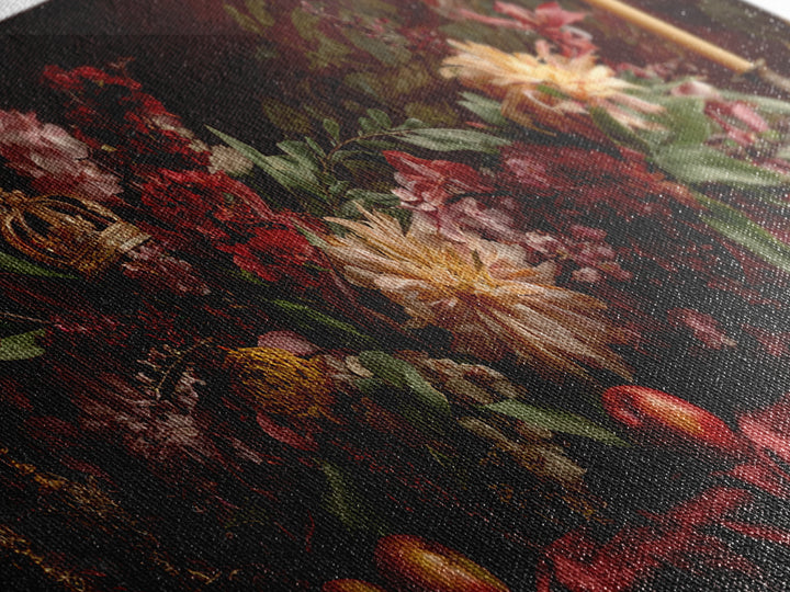 Dark Red Velvet Framed Canvas Print, Baroque Art, Dark Academia Art, Living Room Decor, Fine Art, Ornate, Modern Decor, BAO-2x1-19