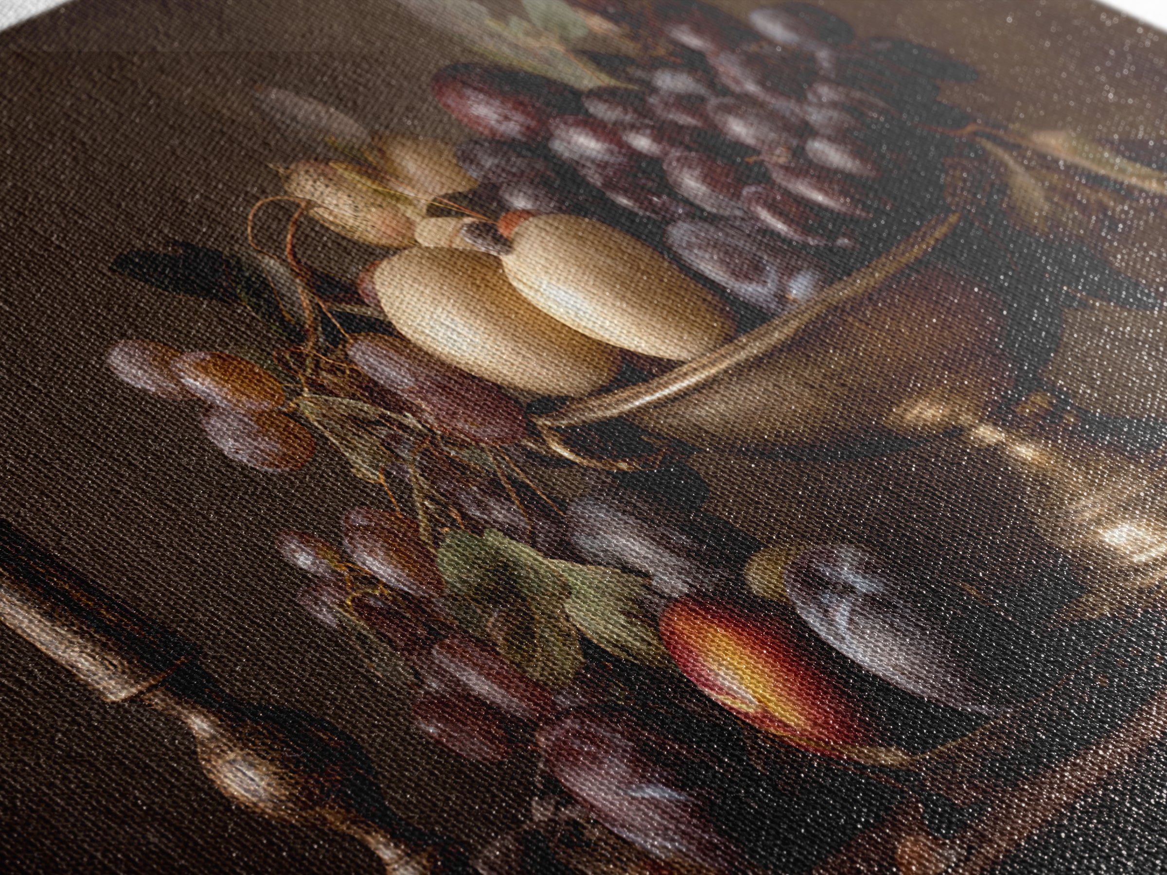 Dramatic Fruit Still Life Canvas Print, Baroque Art, Wall Decor, Living Room Decor, Oil Painting, Ornate, Contemporary Art, BAO-2x1-21