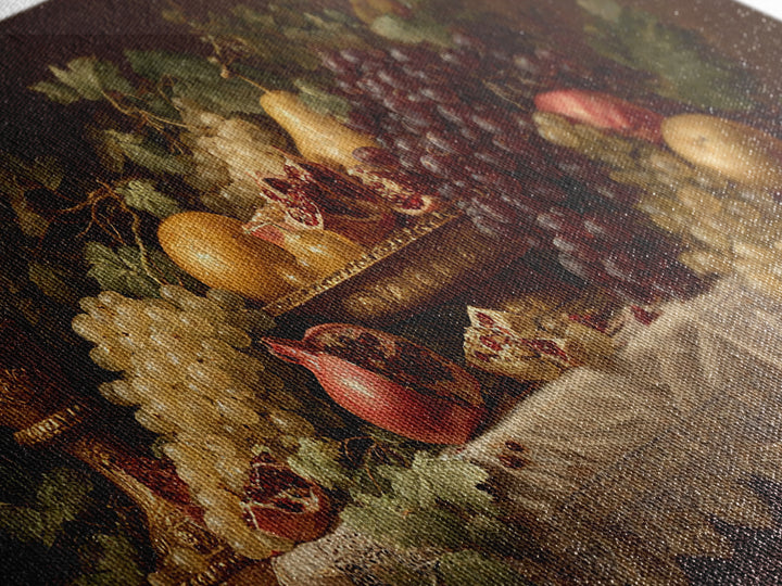 Lavish Banquet Fruit Composition Framed Canvas Print, Baroque Art, Contemporary Art, Living Room Decor, Fine Art, Ornate, BAO-2x1-40