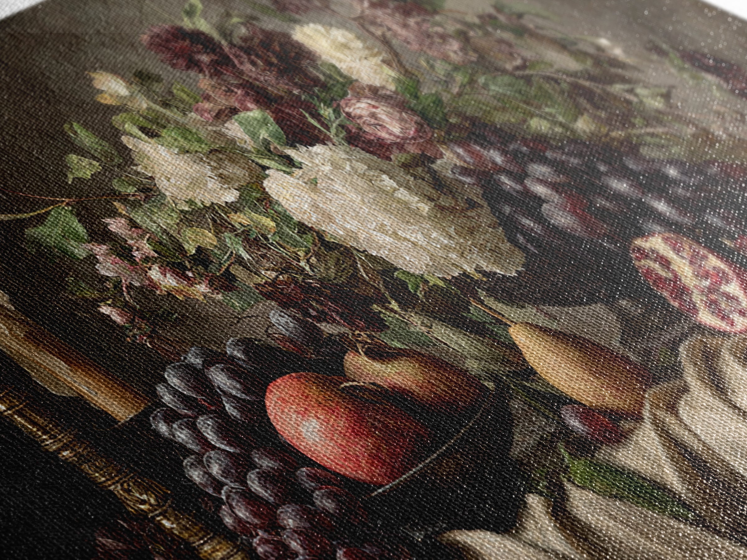 Lavish Banquet Fruit Composition Canvas Print, Baroque Art, Printable Wall Art, Living Room Decor, Ornate, Minimalist Wall Art, BAO-2x1-64
