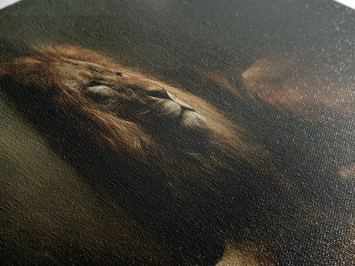 Royal Lion Portrait Framed Canvas Print, Baroque Art, Textured Painting, Living Room Decor, Fine Art, Ornate, Printable Art, BAO-2x1-85