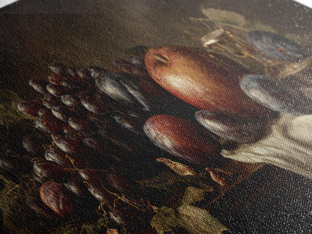 Dramatic Fruit Still Life Canvas Print, Baroque Art, Minimalist Decor, Living Room Decor, Fine Art, Ornate, Whimsical Decor, BAO-2x1-93