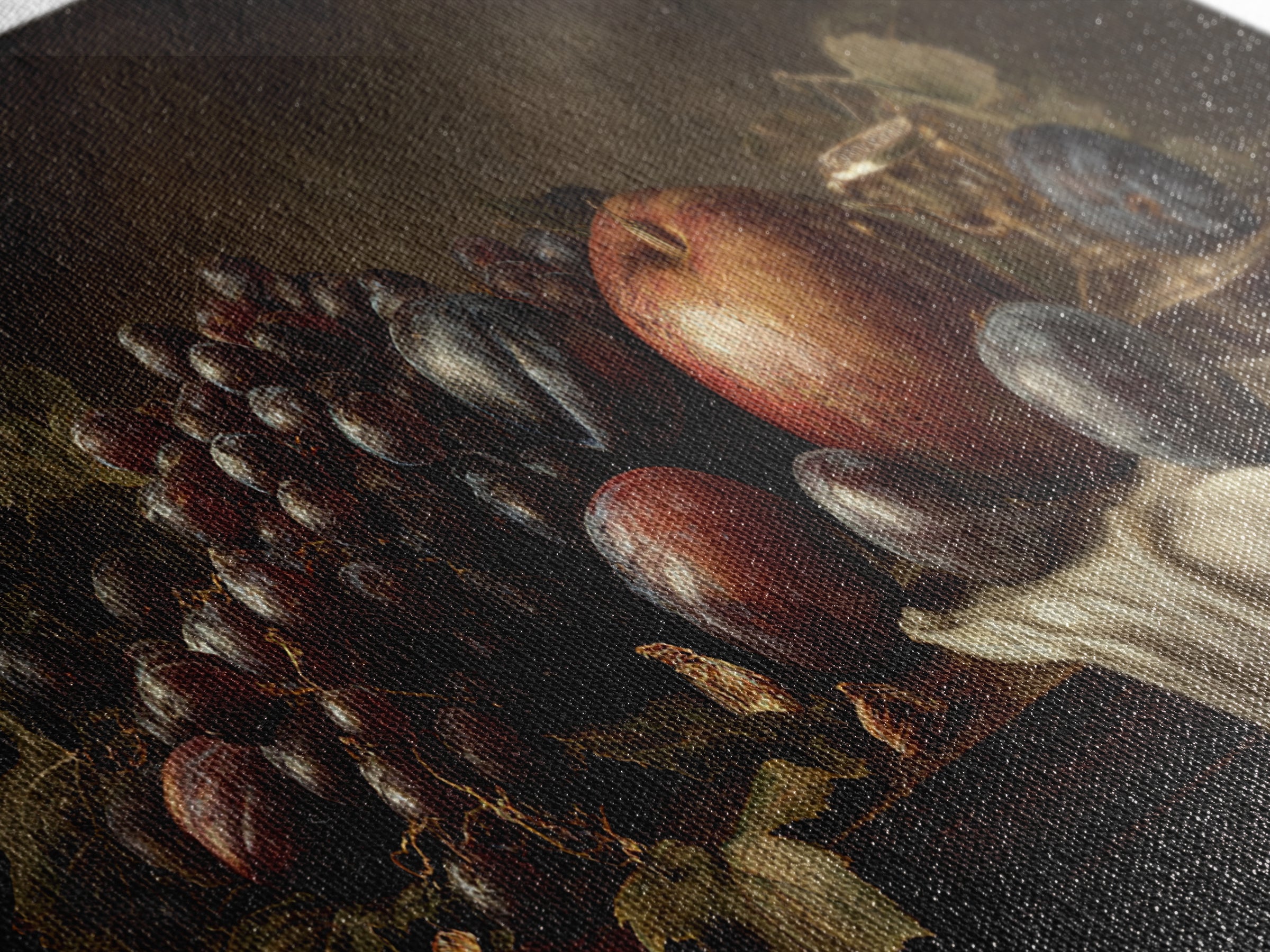 Dramatic Fruit Still Life Canvas Print, Baroque Art, Minimalist Decor, Living Room Decor, Fine Art, Ornate, Whimsical Decor, BAO-2x1-93