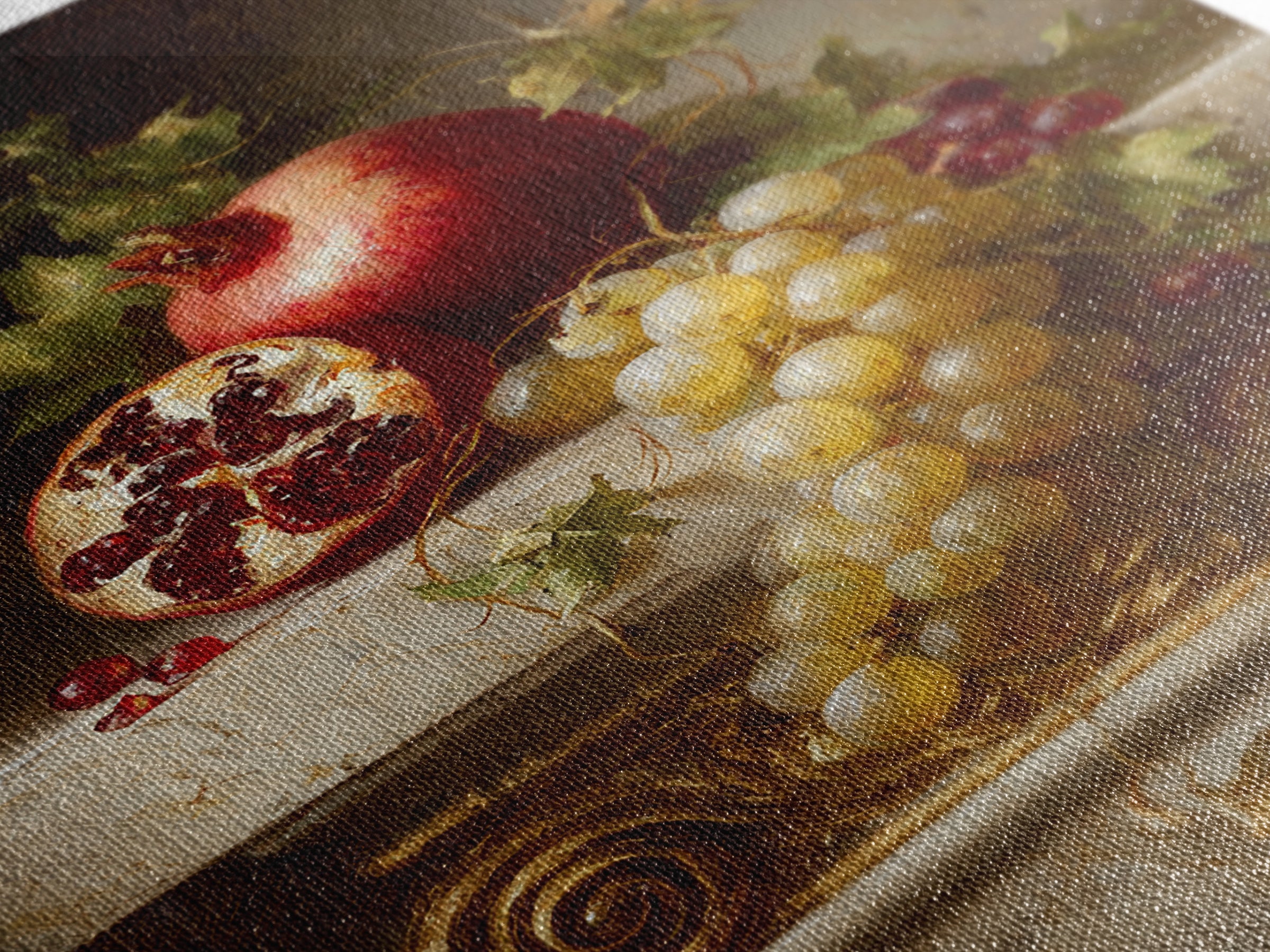 Pomegranate and Grapes on a Marble Ledge Canvas Print, Baroque Art, Printable Wall Art, Living Room Decor, Fine Art, Ornate, BAO-2x3-16