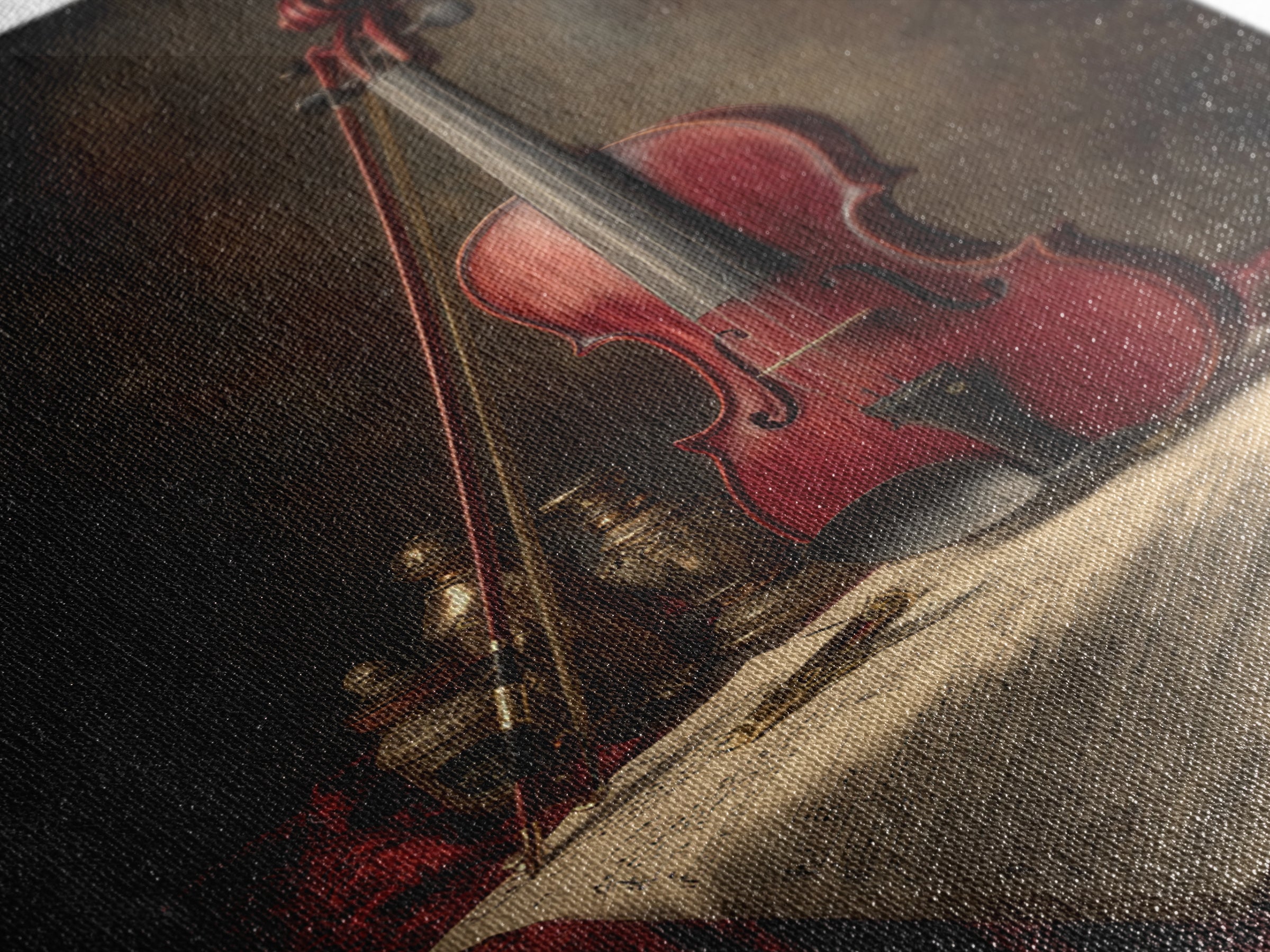 Baroque Violin and Sheet Music Still Life Framed Canvas Print, Baroque Art, Whimsical Decor, Living Room Decor, Ornate, BAO-2x3-19