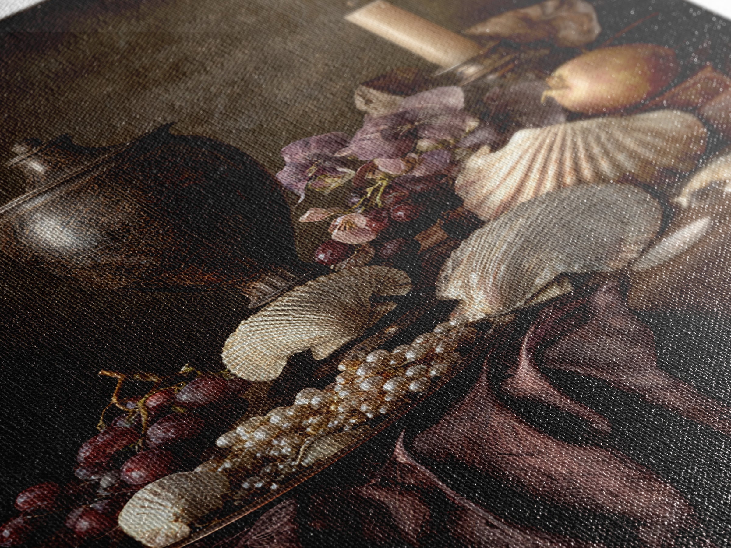Ornamental Shell and Pearl Composition Framed Canvas Print, Baroque Art, Feminist Art, Living Room Decor, Fine Art, Ornate, BAO-2x3-30