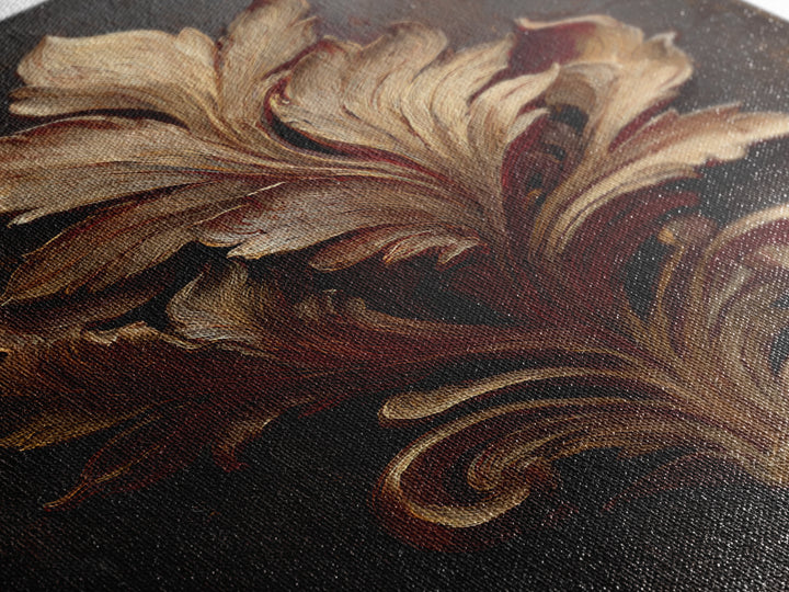 Carved Acanthus Leaf Ornament Study Framed Canvas Print, Baroque Art, Maximalist Decor, Living Room Decor, Fine Art, Ornate, BAO-2x3-47