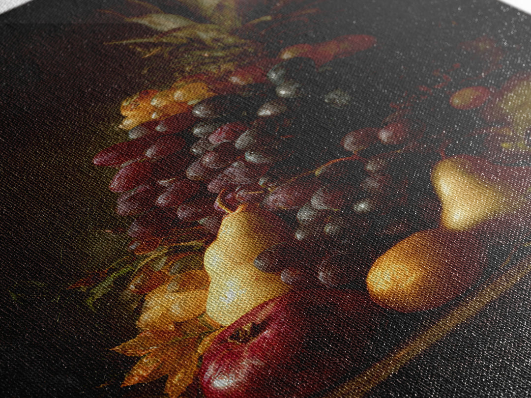 Dramatic Fruit Still Life Canvas Print, Baroque Art, Minimalist Decor, Living Room Decor, Oil Painting, Ornate, Whimsical Decor, BAO-2x3-57