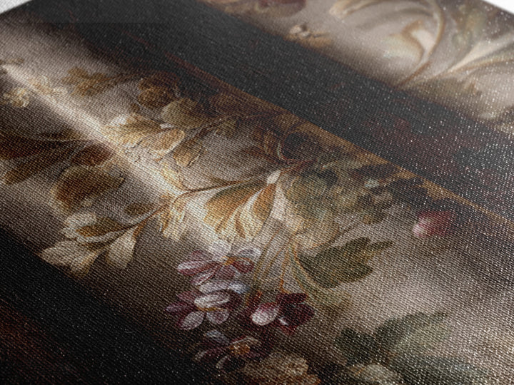 Velvet Drapery with Pearls Flowers and Candlelight Canvas Print, Baroque Art, Maximalist Wall Art, Living Room Decor, Ornate, BAO-2x3-59