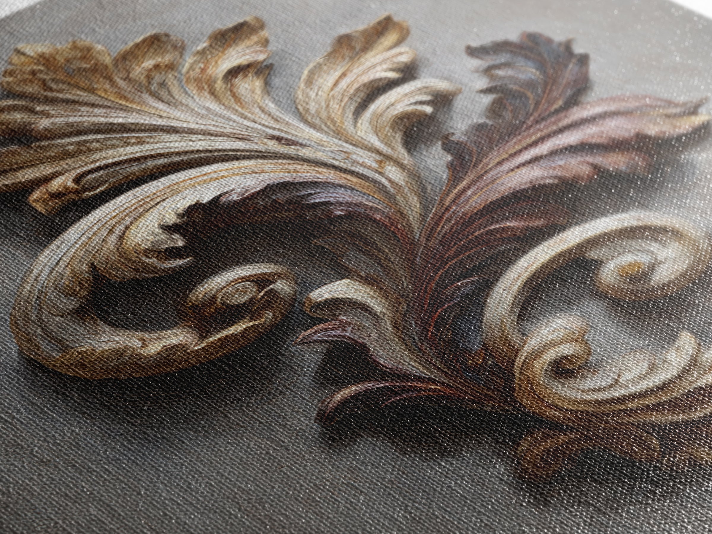 Carved Acanthus Leaf Ornament Study Canvas Print, Baroque Art, Baroque, Living Room Decor, Oil Painting, Ornate, BAO-2x3-71