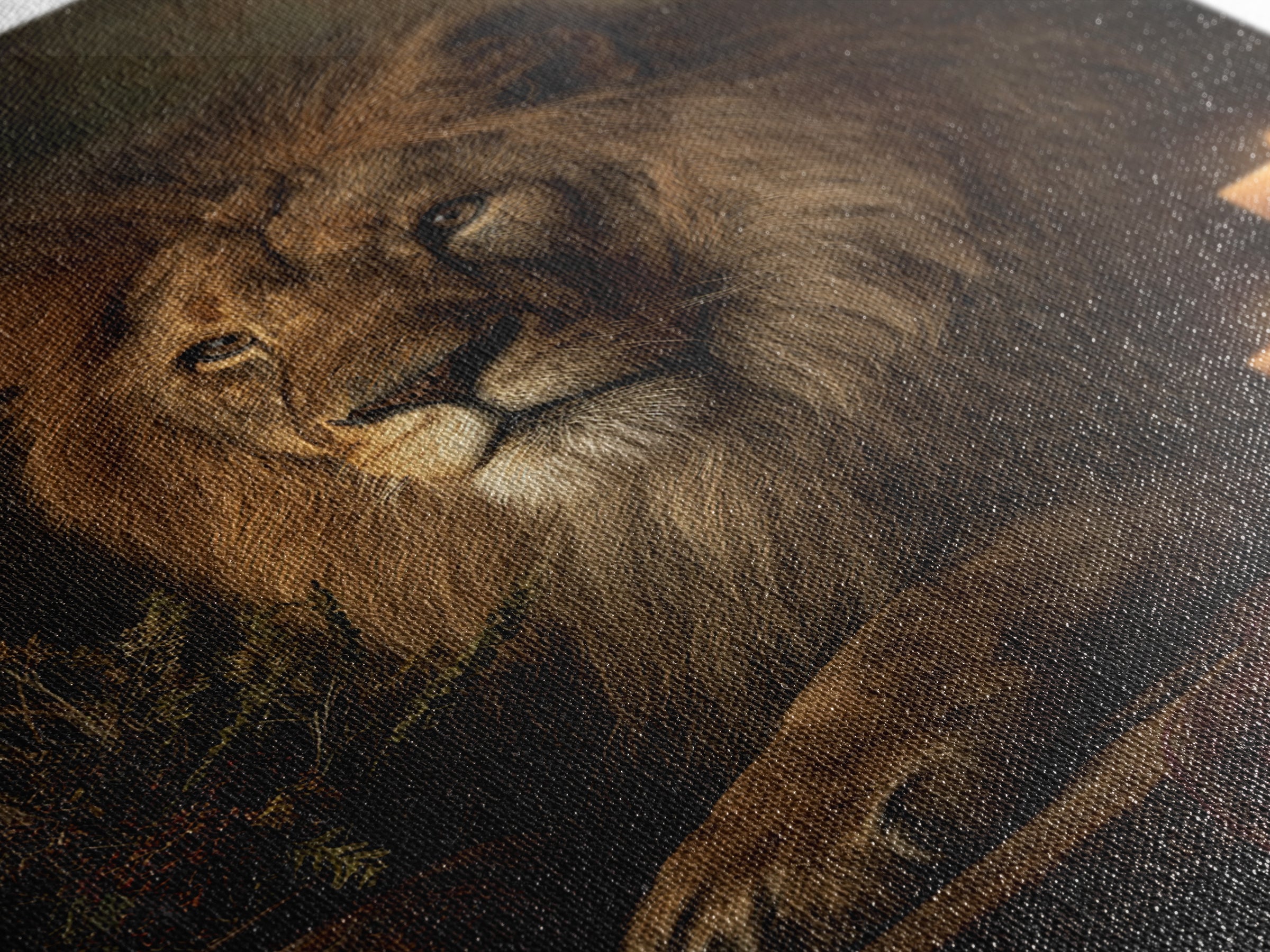 Royal Lion Portrait Framed Canvas Print, Baroque Art, Textured Painting, Living Room Decor, Oil Painting, Ornate, Printable Art, BAO-2x3-73