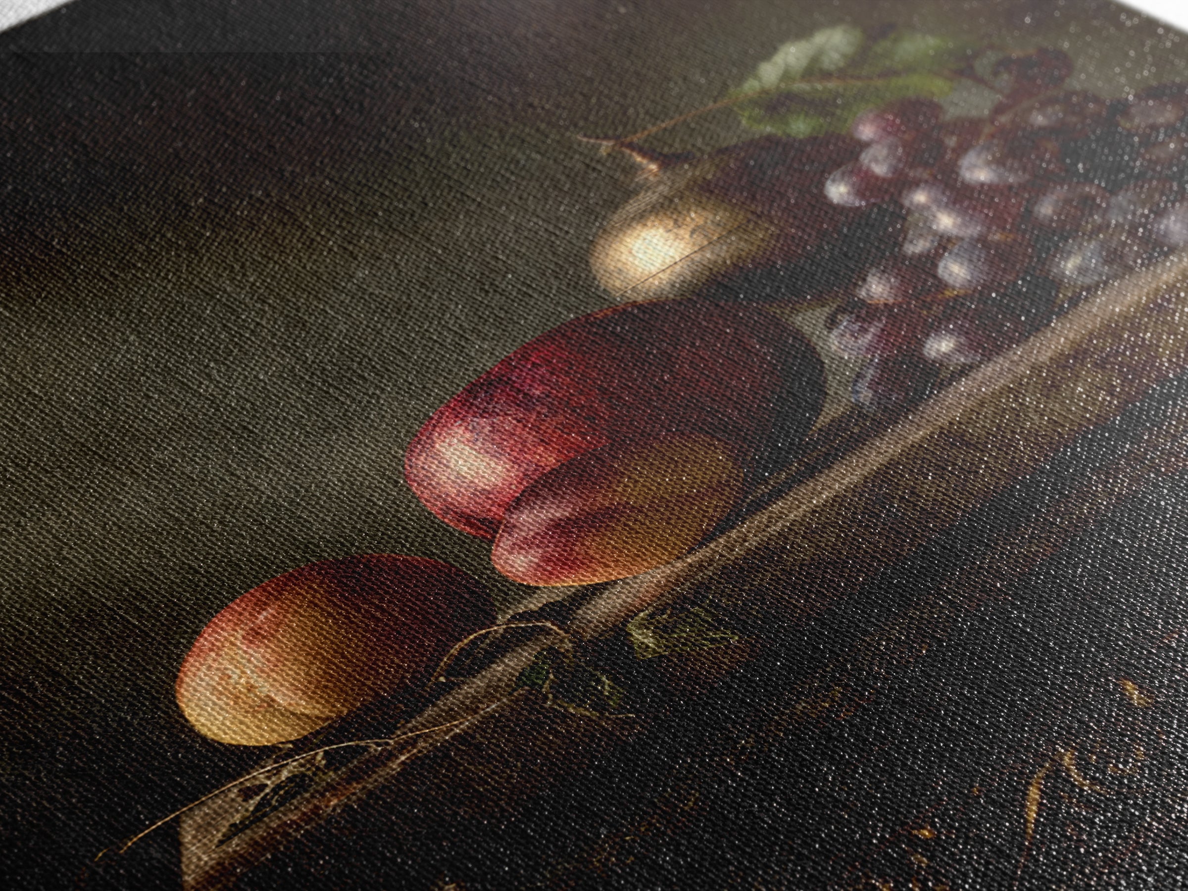 Dramatic Fruit Still Life Canvas Print, Baroque Art, Minimalist Decor, Living Room Decor, Oil Painting, Ornate, Whimsical Decor, BAO-2x3-81