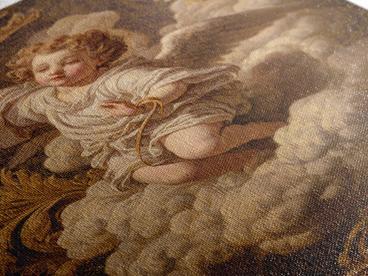 Ornate Cherub Figure Surrounded by Clouds and Canvas Print, Baroque Art, Luxury Decor, Living Room Decor, Fine Art, Ornate, BAO-2x3-82