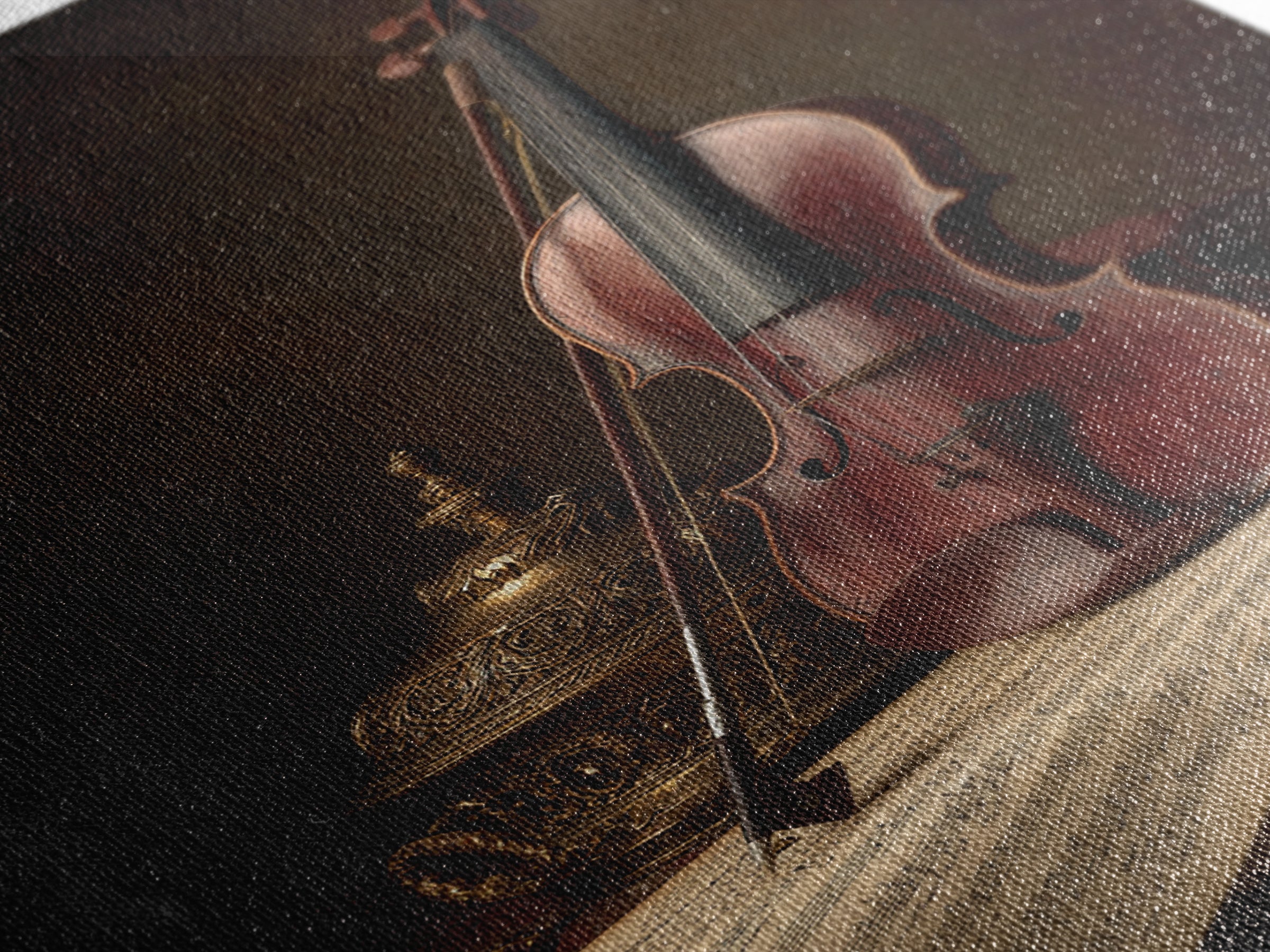 Baroque Violin and Sheet Music Still Life Canvas Print, Baroque Art, Luxury Decor, Living Room Decor, Fine Art, Ornate, BAO-2x3-91