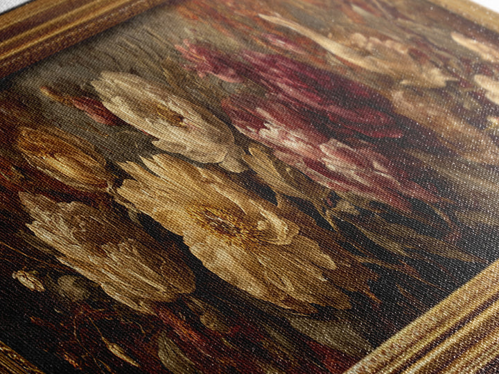 Ornate Gold Frame Illusion Around a Botanical Canvas Print, Baroque Art, Canvas, Living Room Decor, Fine Art, Ornate, BAO-3x1-25