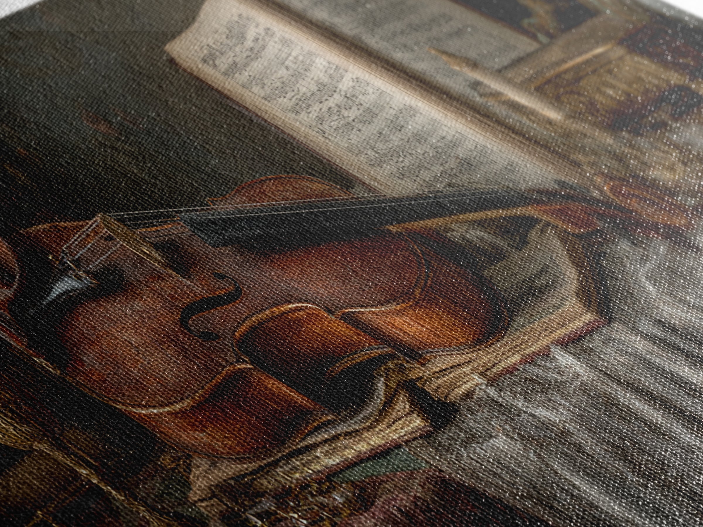 Baroque Violin and Sheet Music Still Life Framed Canvas Print, Baroque Art, Home Decor, Living Room Decor, Fine Art, Ornate, BAO-3x1-27