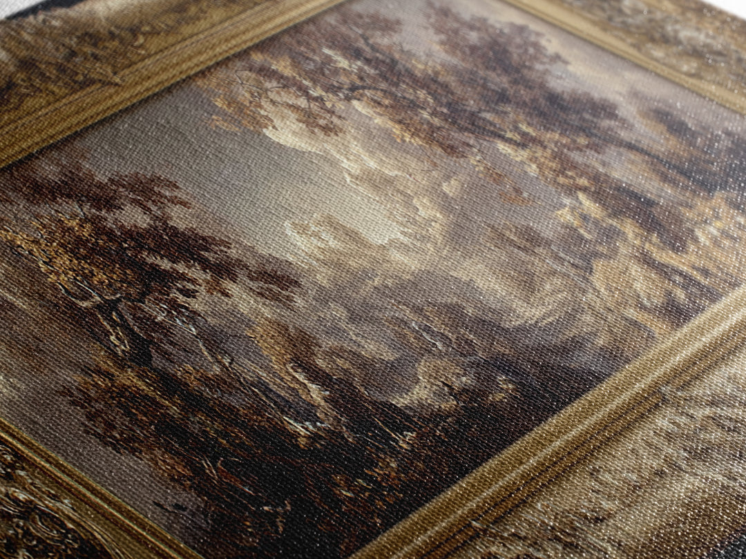 Ornate Gold Frame Illusion Around a Botanical Canvas Print, Baroque Art, Canvas, Living Room Decor, Fine Art, Ornate, BAO-3x1-49