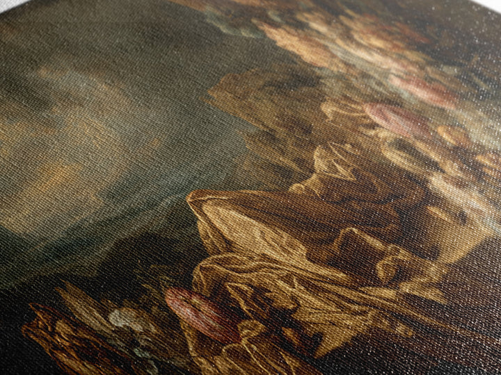 Theatrical Stormy Landscape Framed Canvas Print, Baroque Art, Oil Painting, Living Room Decor, Ornate, Eclectic Wall Art, BAO-3x1-74