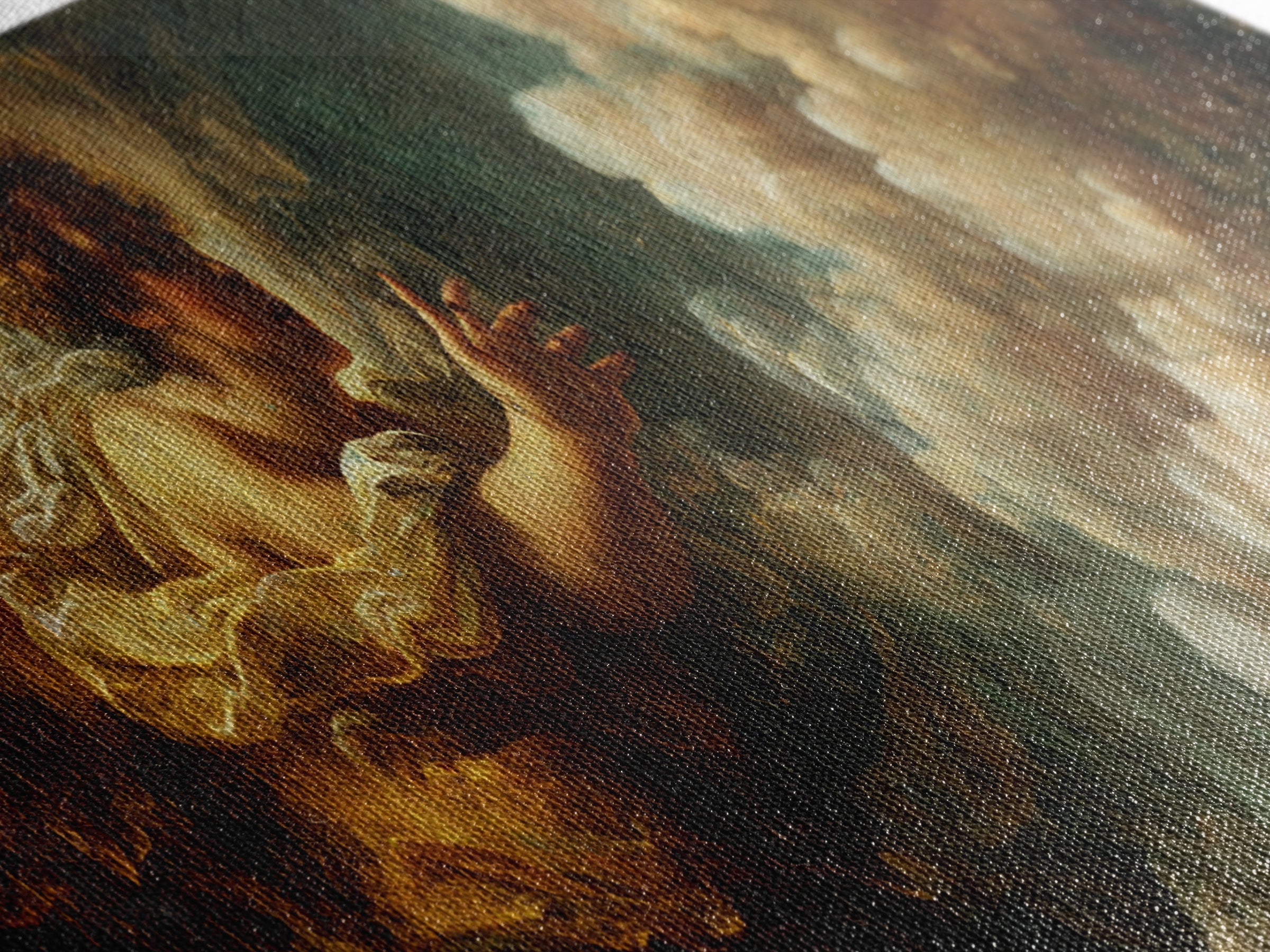 Angelic Hand Reaching Through Clouds Canvas Print, Baroque Art, Printable Art, Living Room Decor, Oil Painting, Ornate, BAO-3x1-85