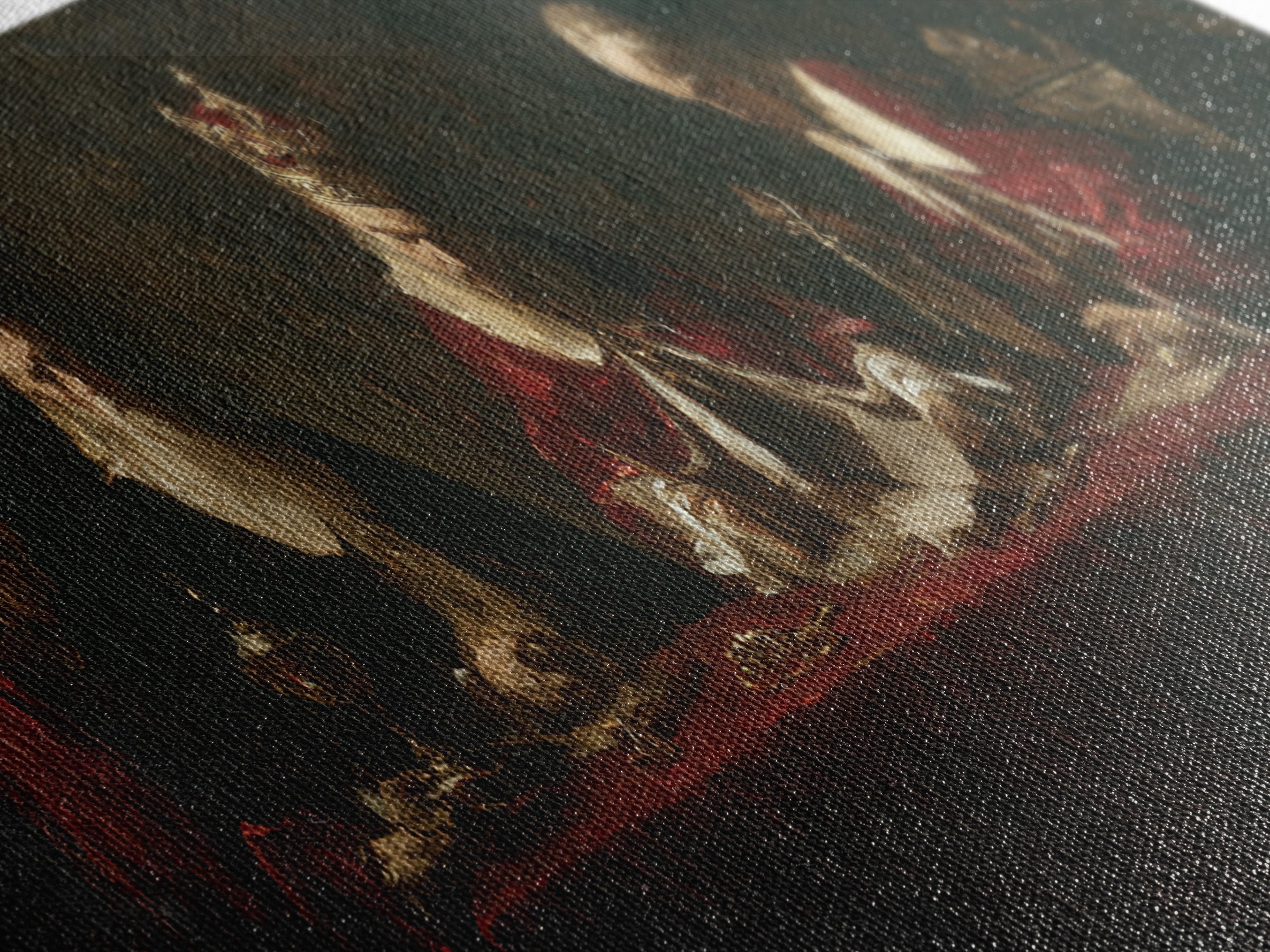 Dark Red Velvet Framed Canvas Print, Baroque Art, Contemporary Art, Living Room Decor, Fine Art, Ornate, 3d Wall Art, BAO-3x1-87