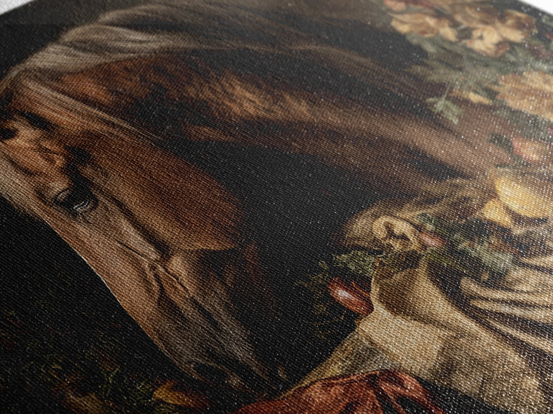 Dramatic Horse Portrait Framed Canvas Print, Baroque Art, Modern Wall Art, Living Room Decor, Oil Painting, Ornate, BAO-3x2-100