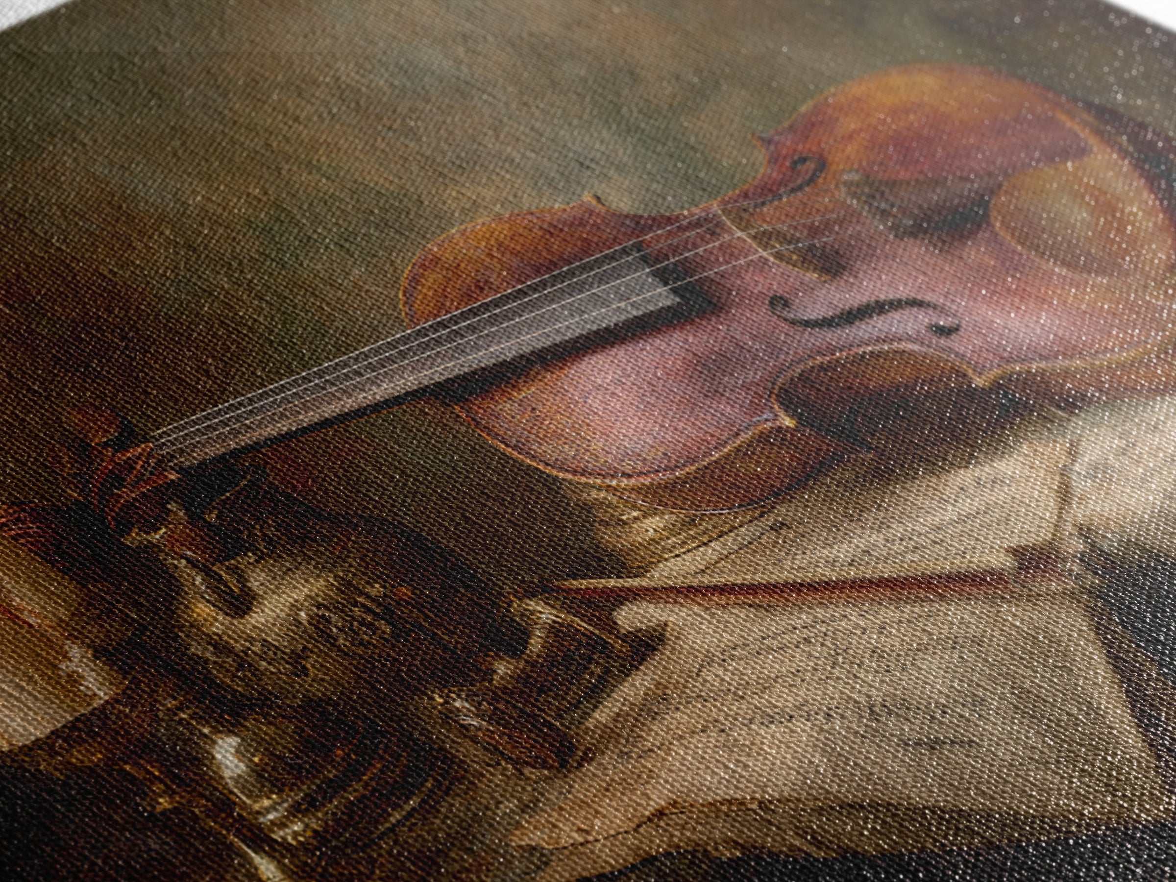 Baroque Violin and Sheet Music Still Life Framed Canvas Print, Baroque Art, Whimsical Decor, Living Room Decor, Ornate, BAO-3x2-39